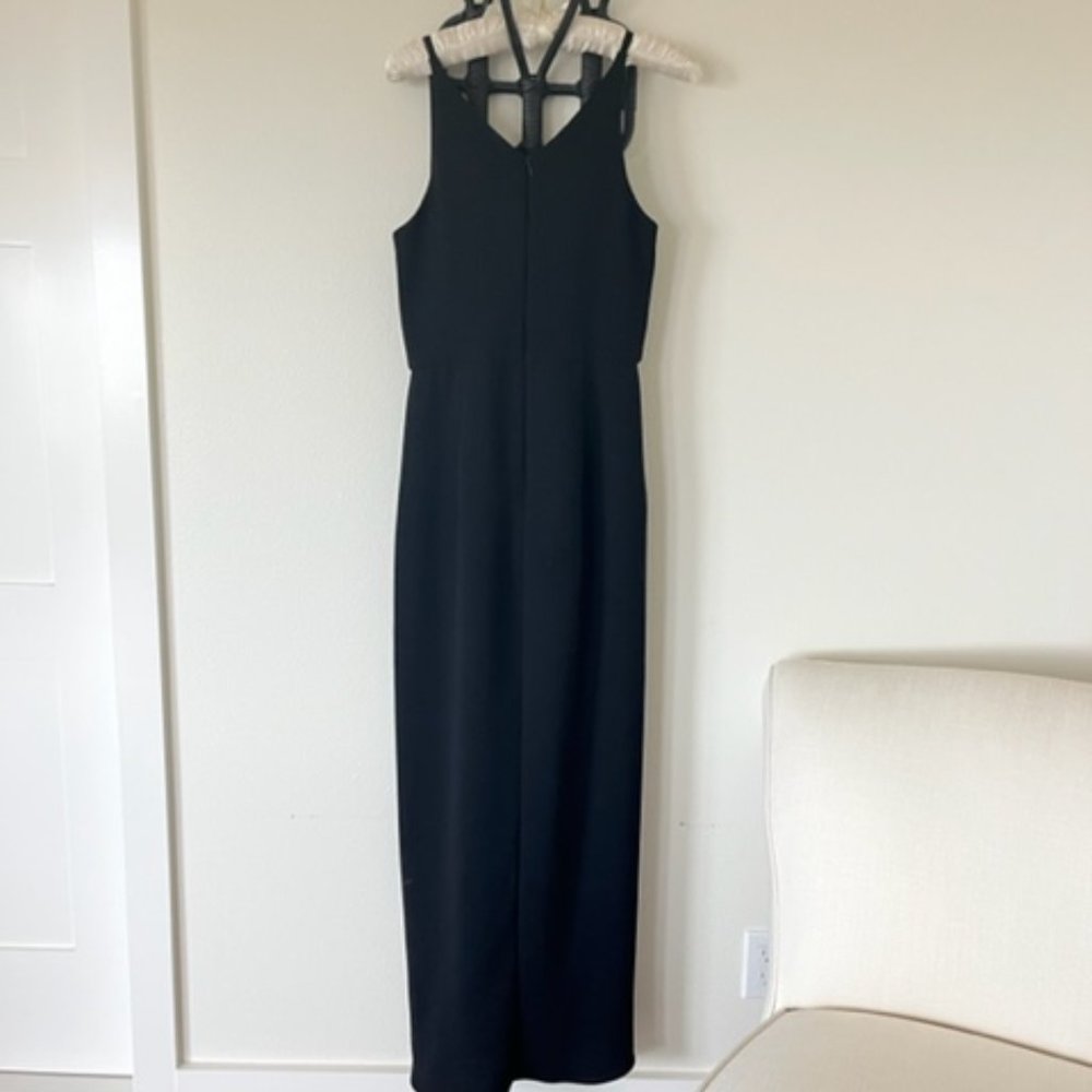 Aqua - Black Floor Length Cocktail Dress w/ Asymetrical Front Split